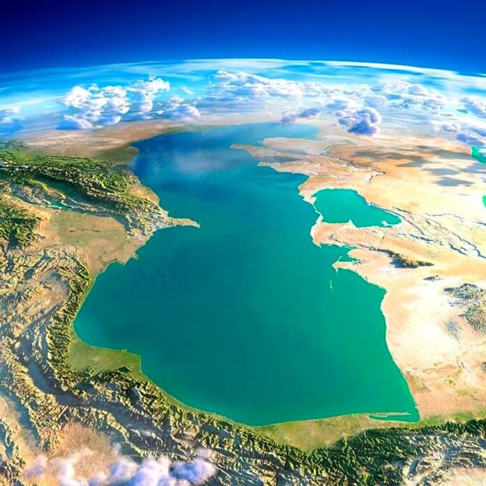 Каспийское море карта из космоса