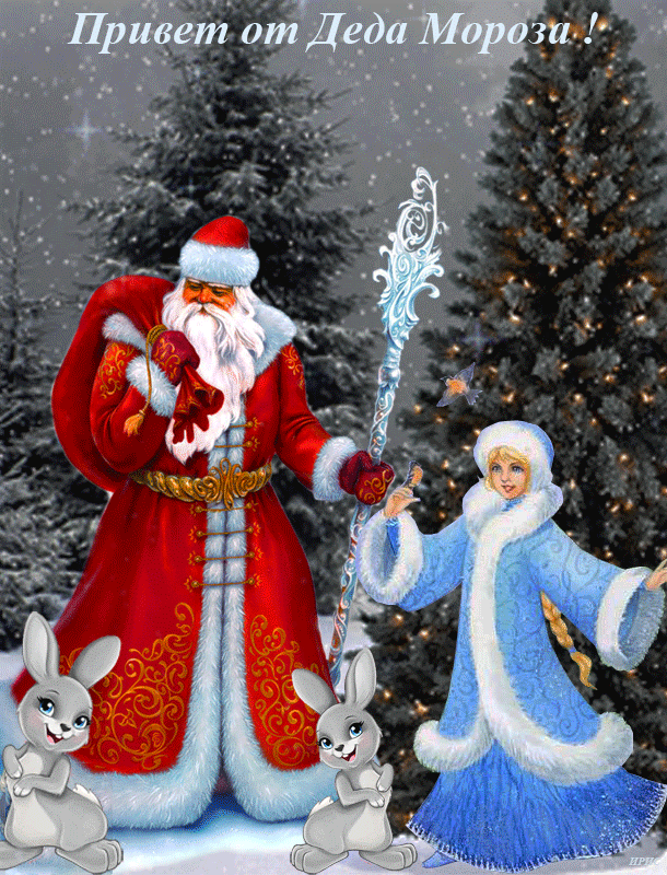 GIF dengan Santa Claus dan Snow Maiden