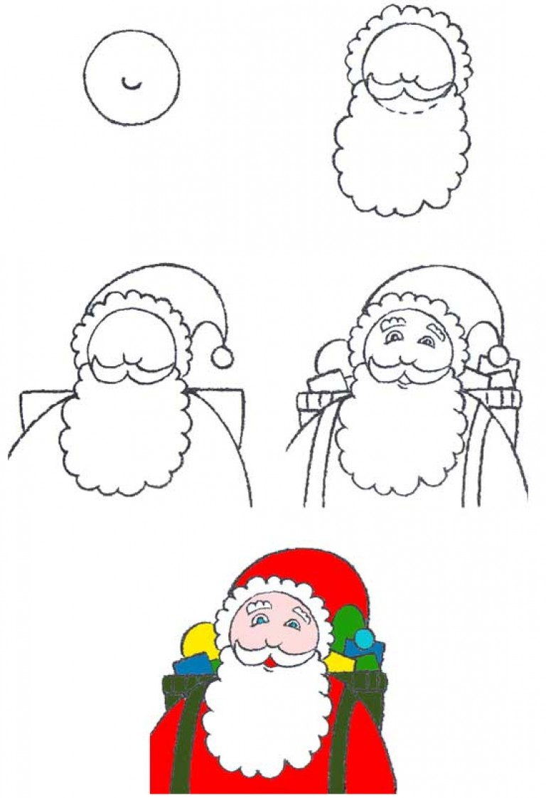 Как нарисовать Деда Мороза поэтапно