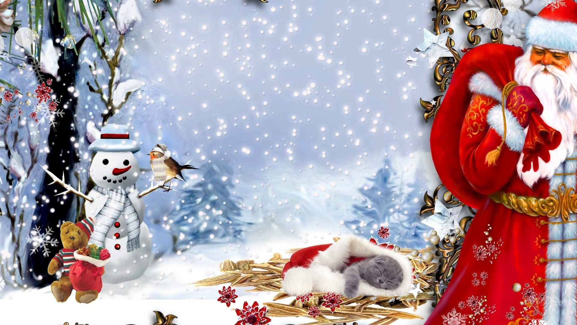 Noel Baba ve Snow Maiden 2024 ile masaüstü duvar kağıtları
