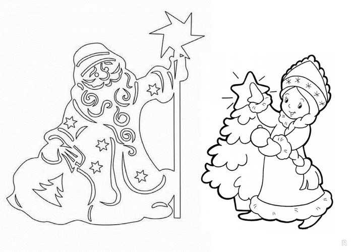 Трафареты на окна для вырезания – Дед Мороз