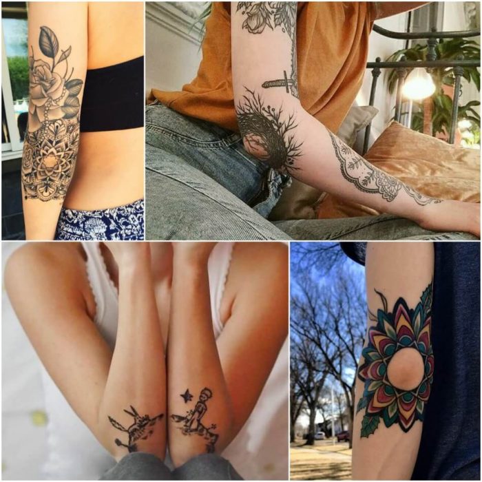 женские татуировки на руках - женские татуировки на локтях - татуировки на локтях для девочек